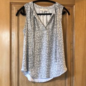 Loft Boho-Inspired Sleeveless Blouse Black and Cream